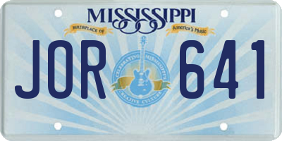 MS license plate JOR641