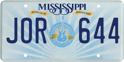MS license plate JOR644