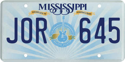 MS license plate JOR645