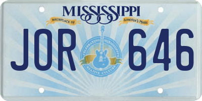 MS license plate JOR646