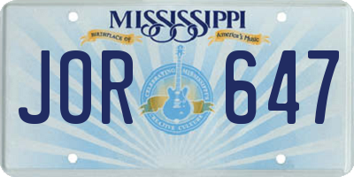 MS license plate JOR647