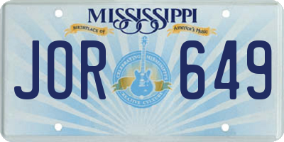 MS license plate JOR649