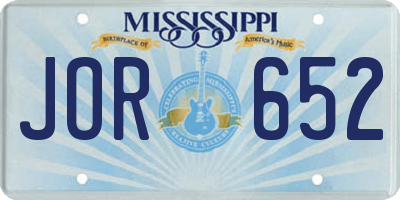 MS license plate JOR652