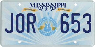 MS license plate JOR653