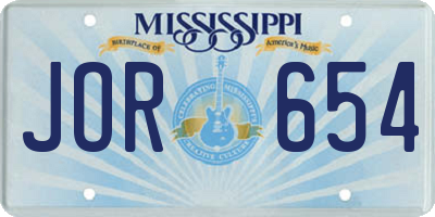 MS license plate JOR654