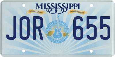 MS license plate JOR655