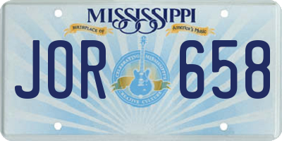 MS license plate JOR658
