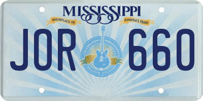 MS license plate JOR660