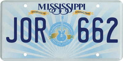 MS license plate JOR662