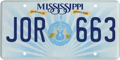 MS license plate JOR663