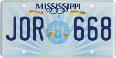 MS license plate JOR668