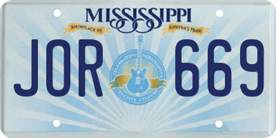 MS license plate JOR669