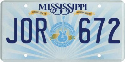 MS license plate JOR672