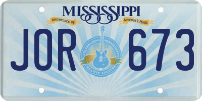 MS license plate JOR673