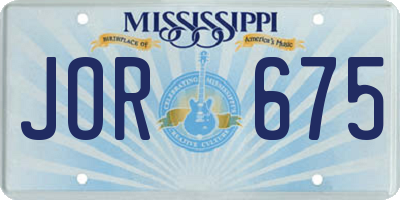 MS license plate JOR675