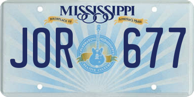 MS license plate JOR677
