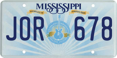 MS license plate JOR678