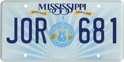 MS license plate JOR681