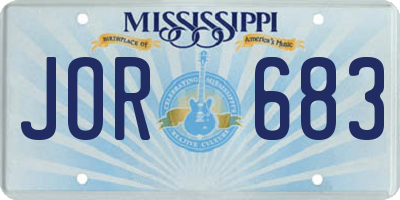 MS license plate JOR683