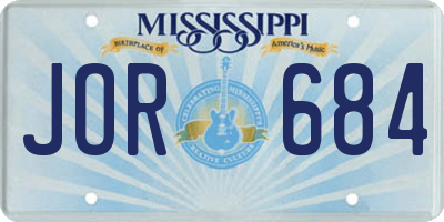 MS license plate JOR684