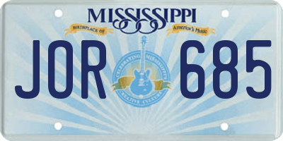 MS license plate JOR685