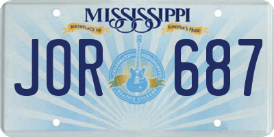 MS license plate JOR687