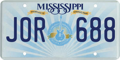 MS license plate JOR688