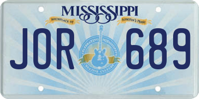 MS license plate JOR689