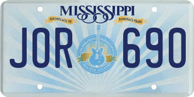 MS license plate JOR690