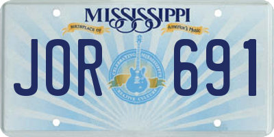 MS license plate JOR691
