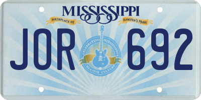 MS license plate JOR692