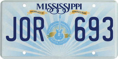 MS license plate JOR693