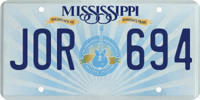 MS license plate JOR694