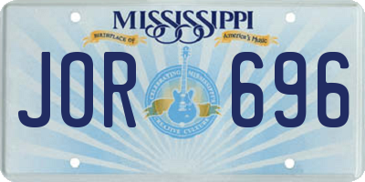 MS license plate JOR696