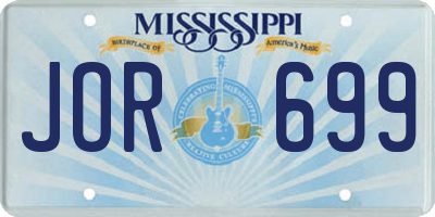 MS license plate JOR699