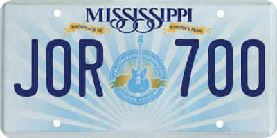 MS license plate JOR700