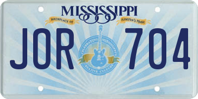 MS license plate JOR704