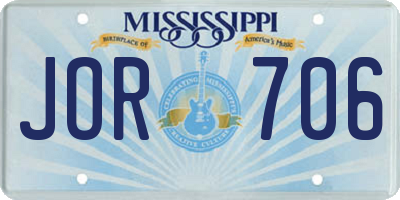 MS license plate JOR706