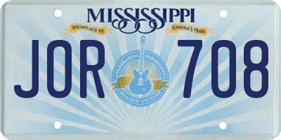 MS license plate JOR708