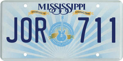 MS license plate JOR711