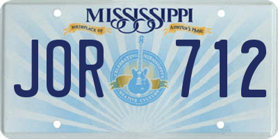 MS license plate JOR712