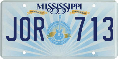 MS license plate JOR713