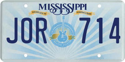MS license plate JOR714