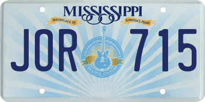 MS license plate JOR715