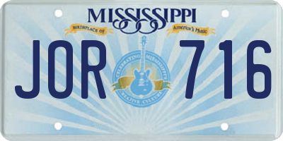 MS license plate JOR716