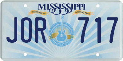 MS license plate JOR717