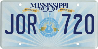 MS license plate JOR720