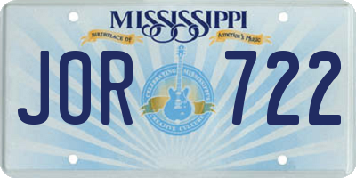 MS license plate JOR722