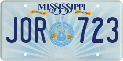 MS license plate JOR723