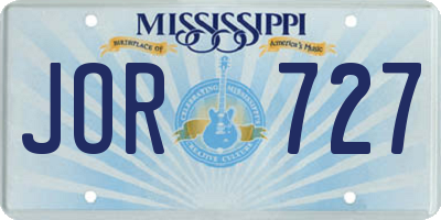MS license plate JOR727
